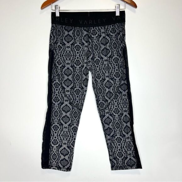 Varley Alden Midnight Python Mesh Panel Cropped Leggings Large - Picture 2 of 10